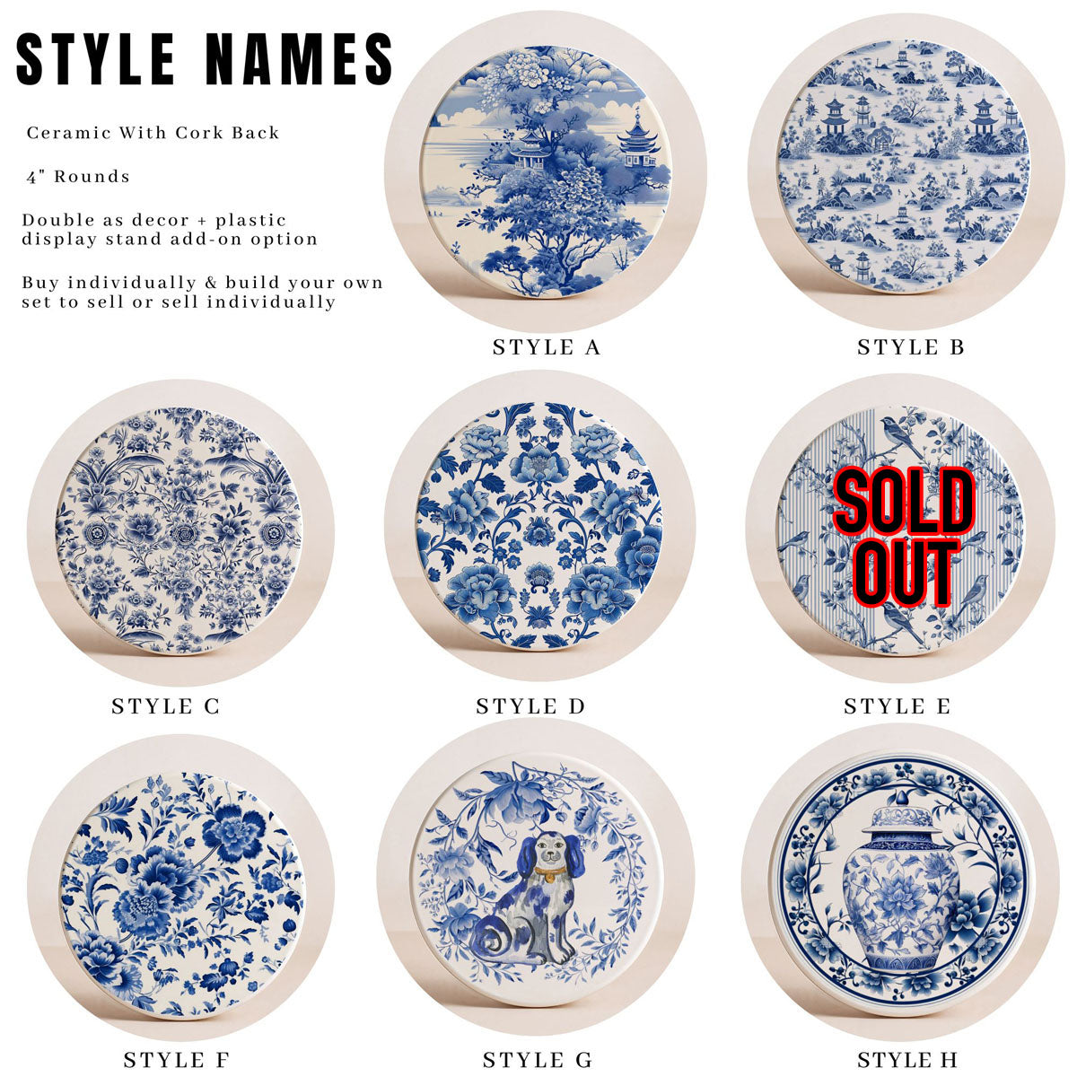 Chinoiserie Coasters — Select Your Style & Quantity