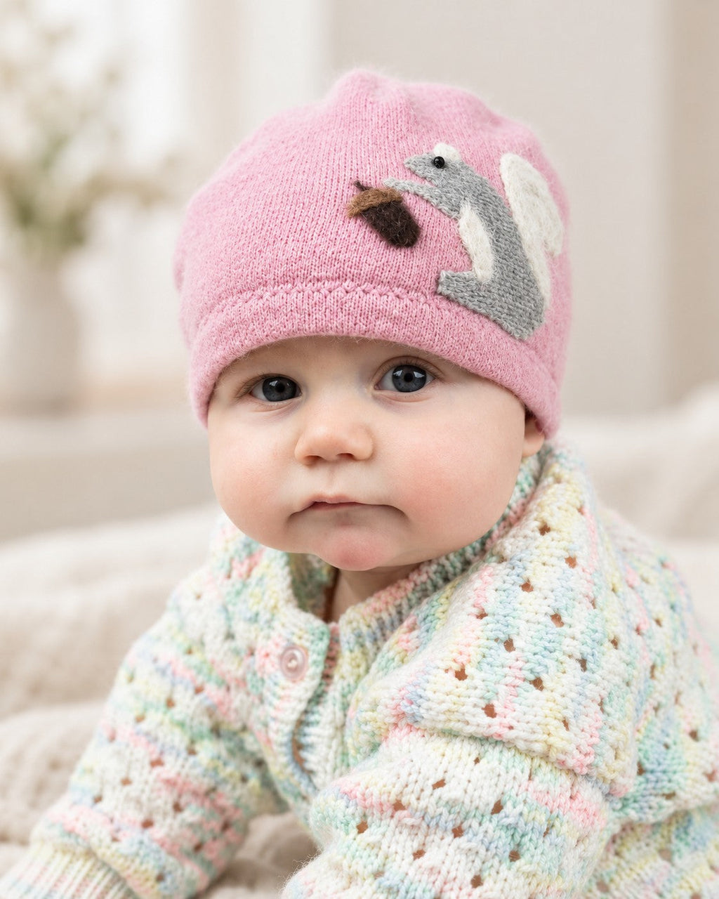 Squirrel Cashmere Hat - Baby — Select Your Color