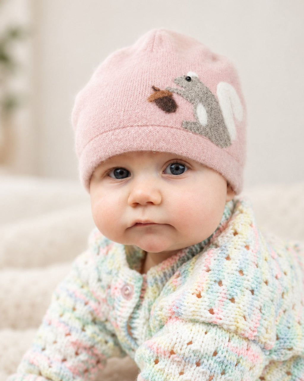 Squirrel Cashmere Hat - Baby — Select Your Color