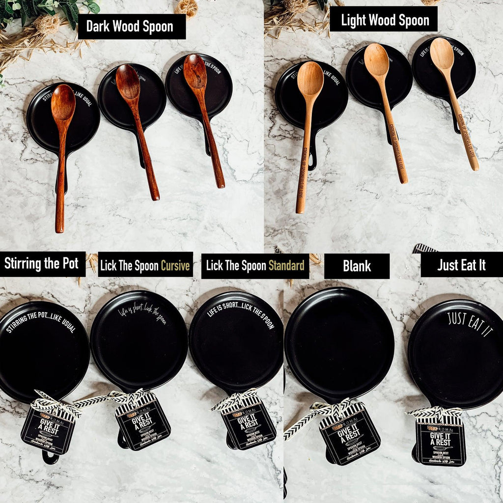 Give It a Rest Spoon Rest and Wooden Spoon  — Select Your Style & Spoon