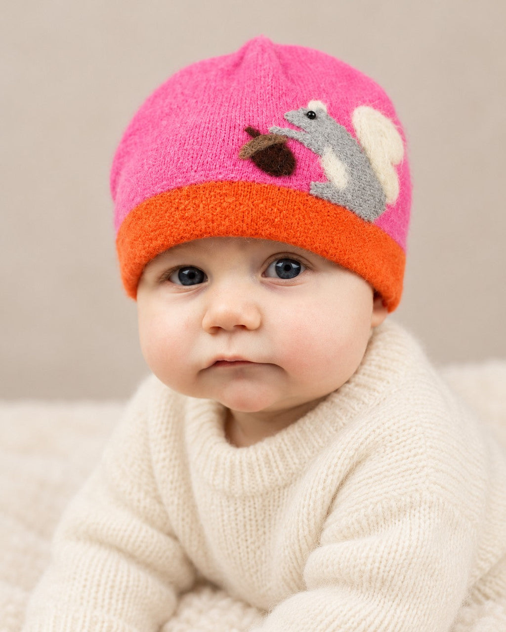 Squirrel Cashmere Hat - Baby — Select Your Color