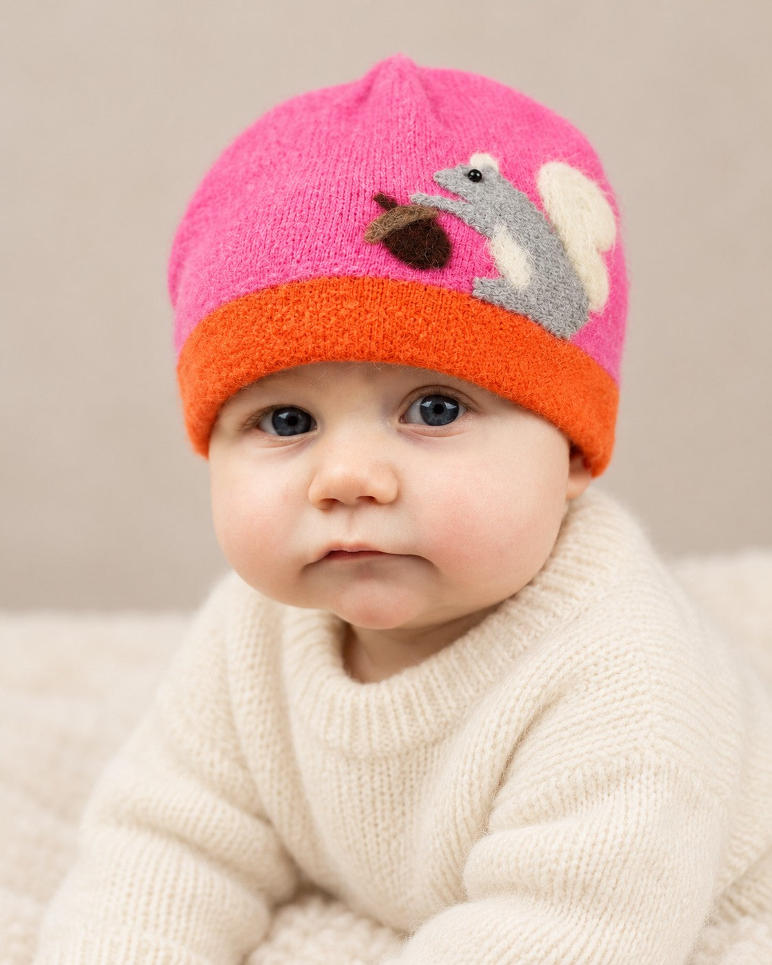 Squirrel Cashmere Hat - Baby — Select Your Color