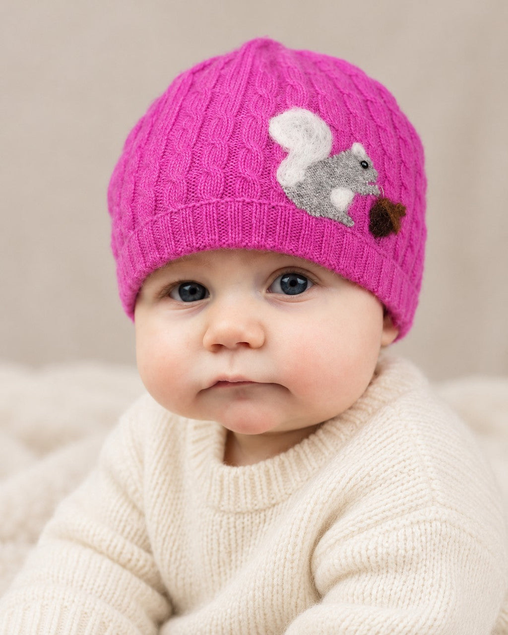Squirrel Cashmere Hat - Baby — Select Your Color