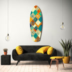 Geometric Diamond Surfboard Glass Wall Art