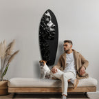 Black Splash Profile Surfboard Glass Wall Art