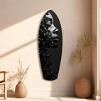 Black Splash Profile Surfboard Glass Wall Art
