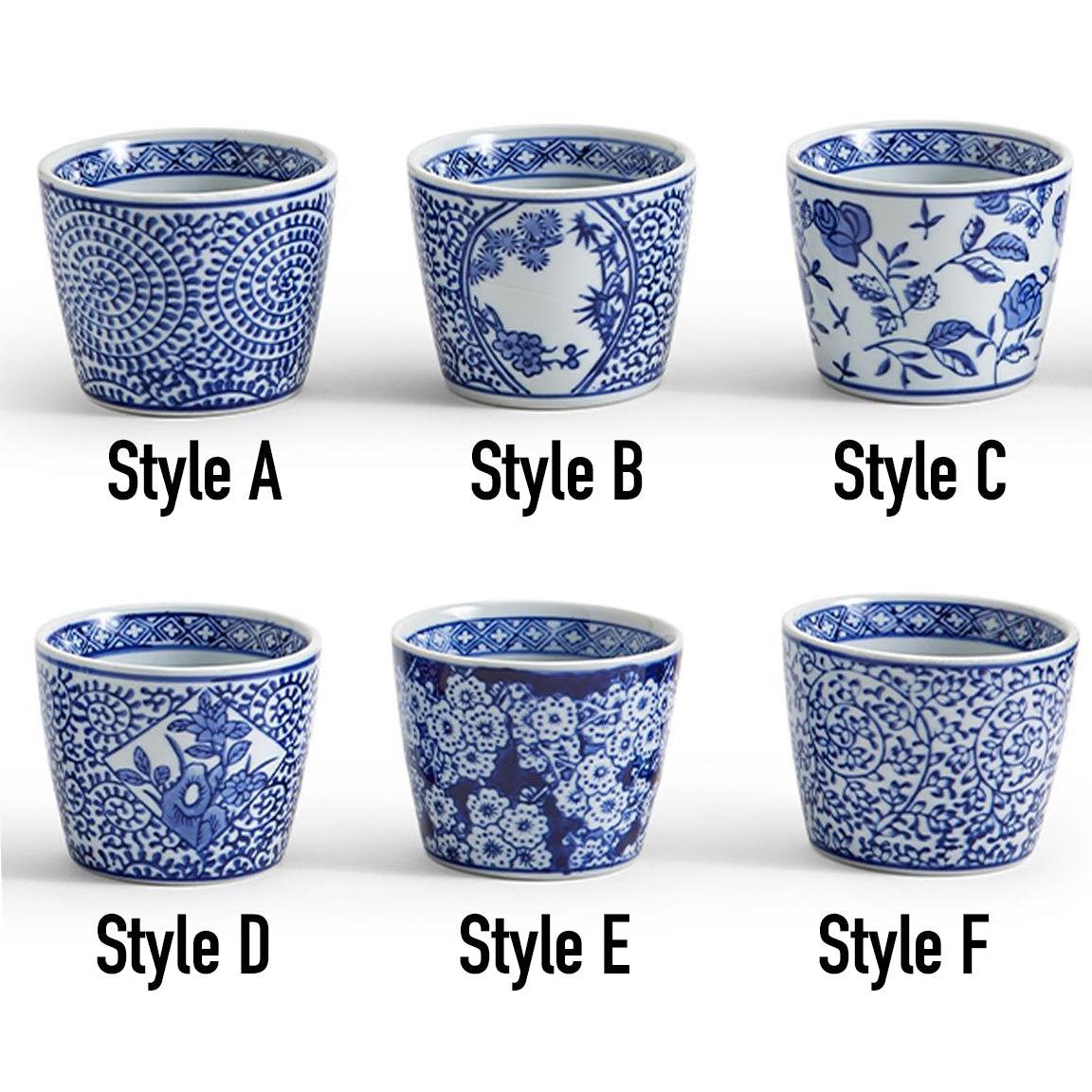 Hand-Painted Porcelain Mini Blue & White Chinoiserie Cachepots— Select Your Design