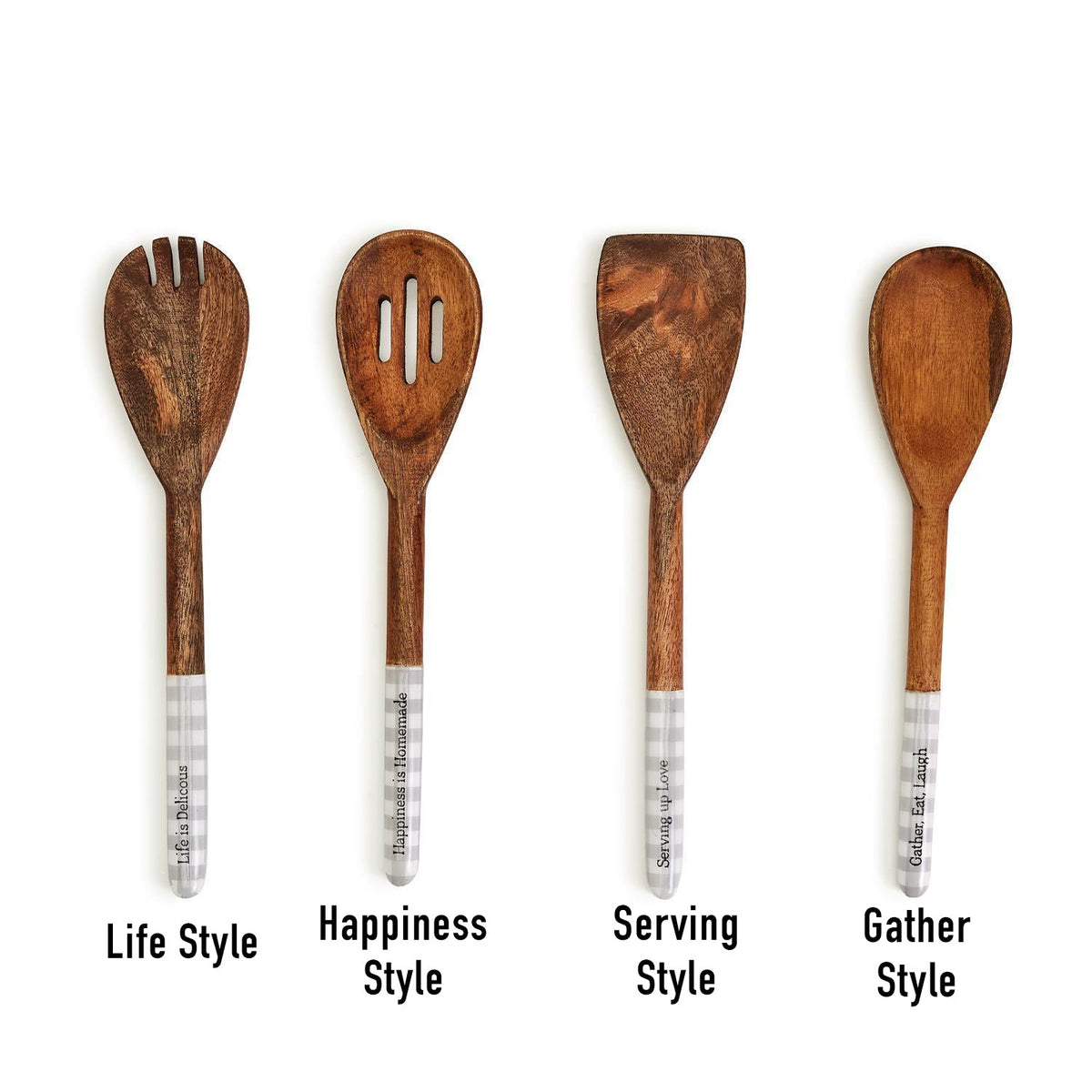 Wooden Serving Utensils featuring Positive Expressions