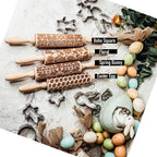 Easter + Spring Wooden Embossed Rolling Pin & Cookie Cutter Set  — Select Your Style & Size