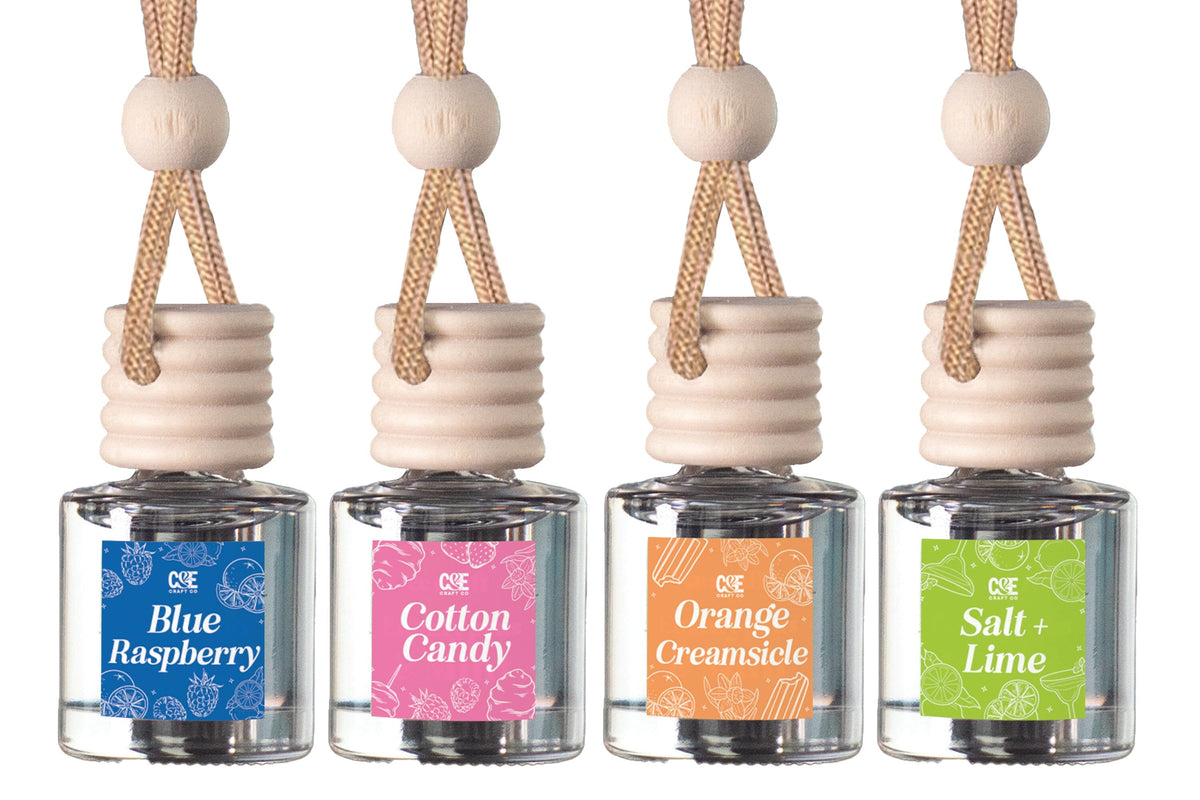 Summer Scents 4 Pack Scented Hanging Refillable Car Freshener Diffusers Scent Bundle