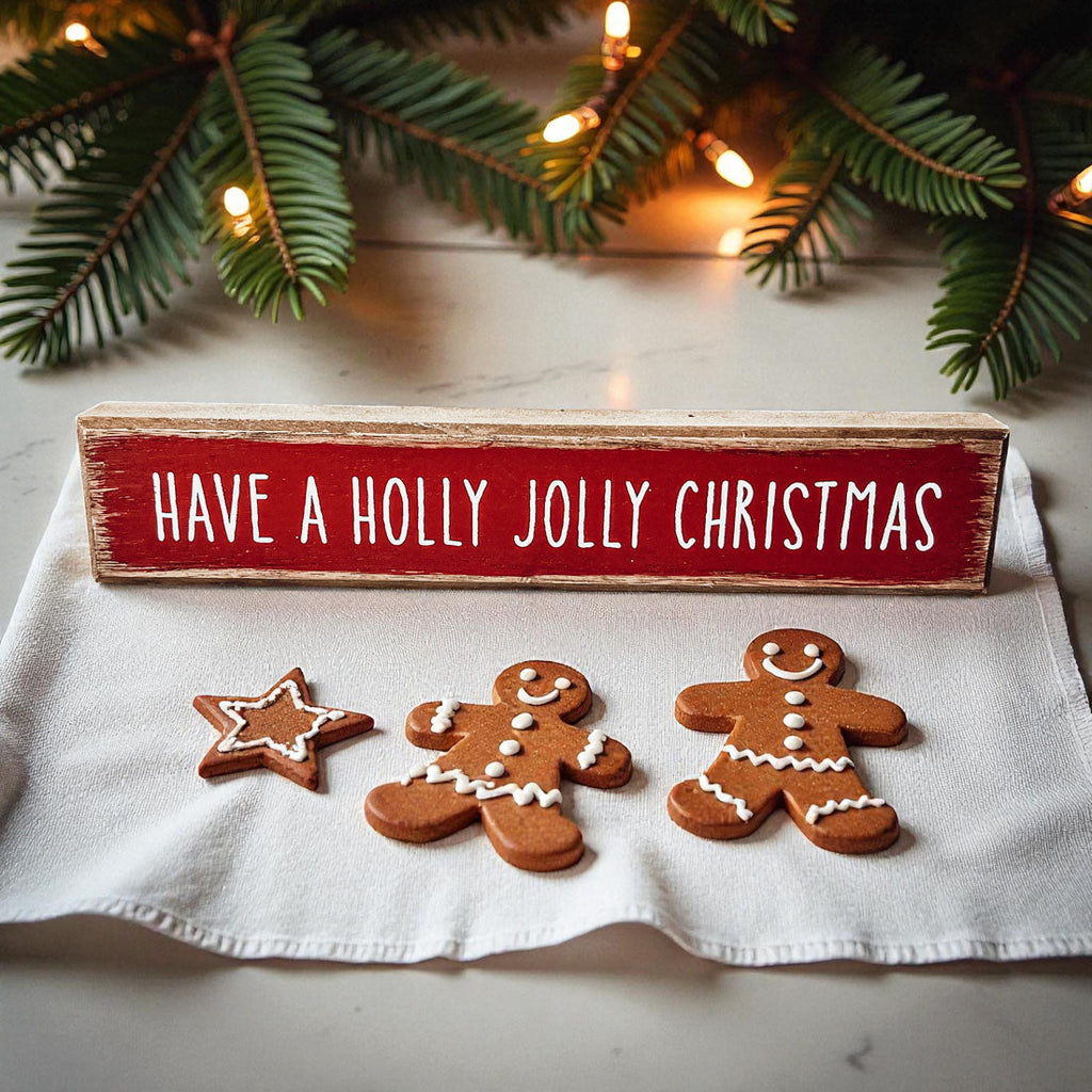 Wooden "Have a Holly Jolly Christmas" Block Sign