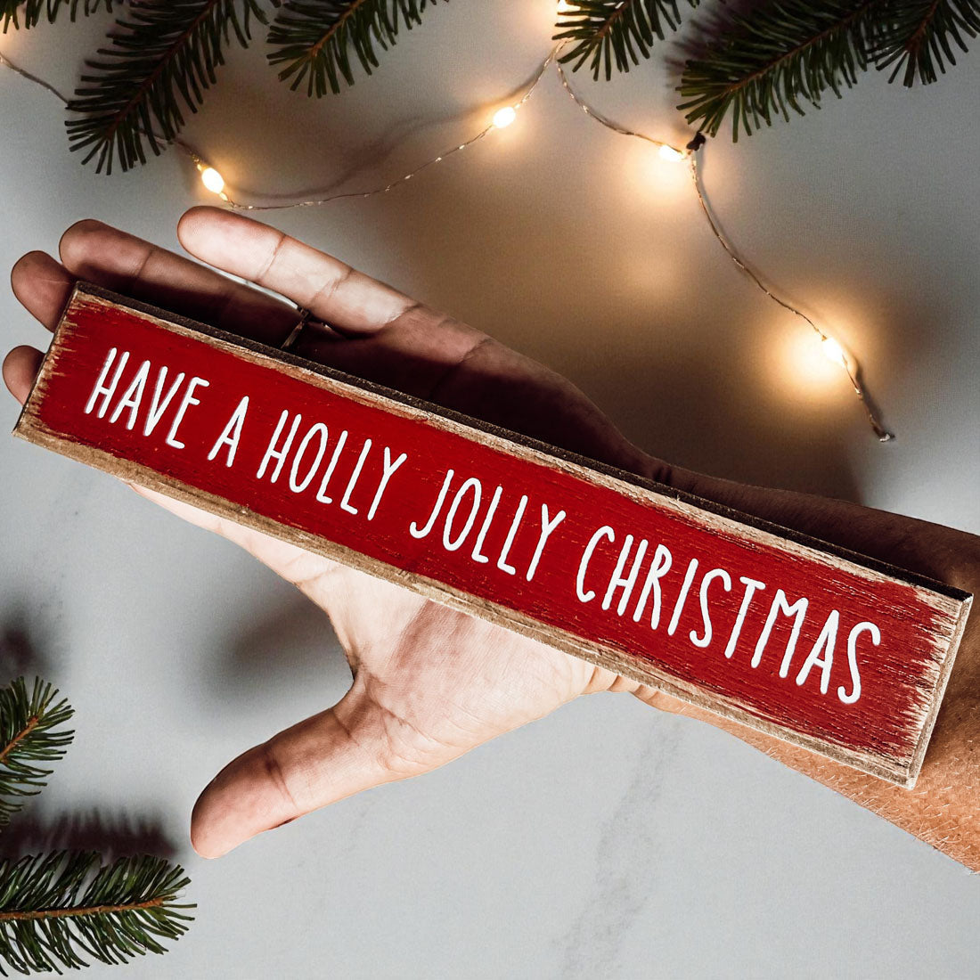 Wooden "Have a Holly Jolly Christmas" Block Sign