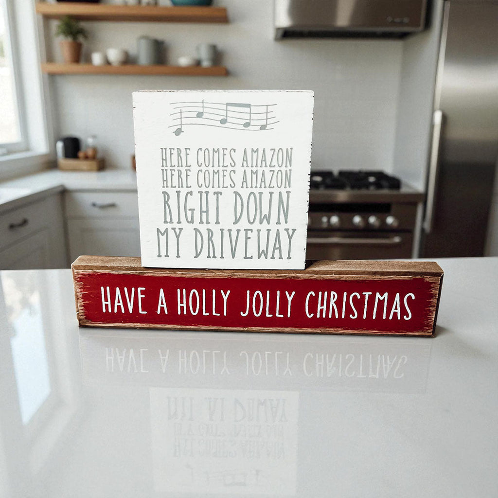 Wooden "Have a Holly Jolly Christmas" Block Sign