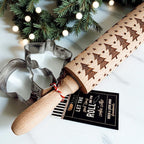 Handmade Wooden Embossed Christmas Rolling Pin Set — Select Your Style & Size