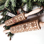 Handmade Wooden Embossed Christmas Rolling Pin Set — Select Your Style & Size