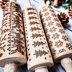 Handmade Wooden Embossed Christmas Rolling Pin Set — Select Your Style & Size