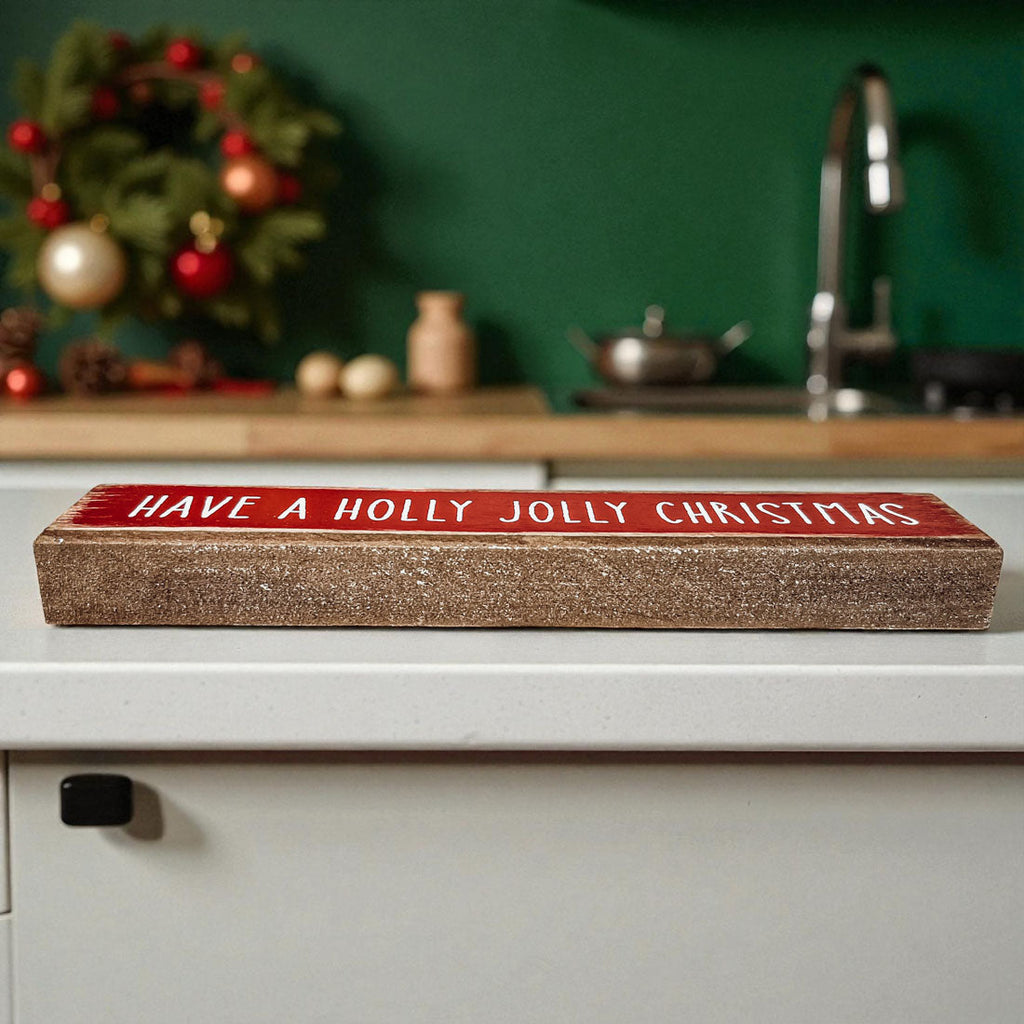 Wooden "Have a Holly Jolly Christmas" Block Sign