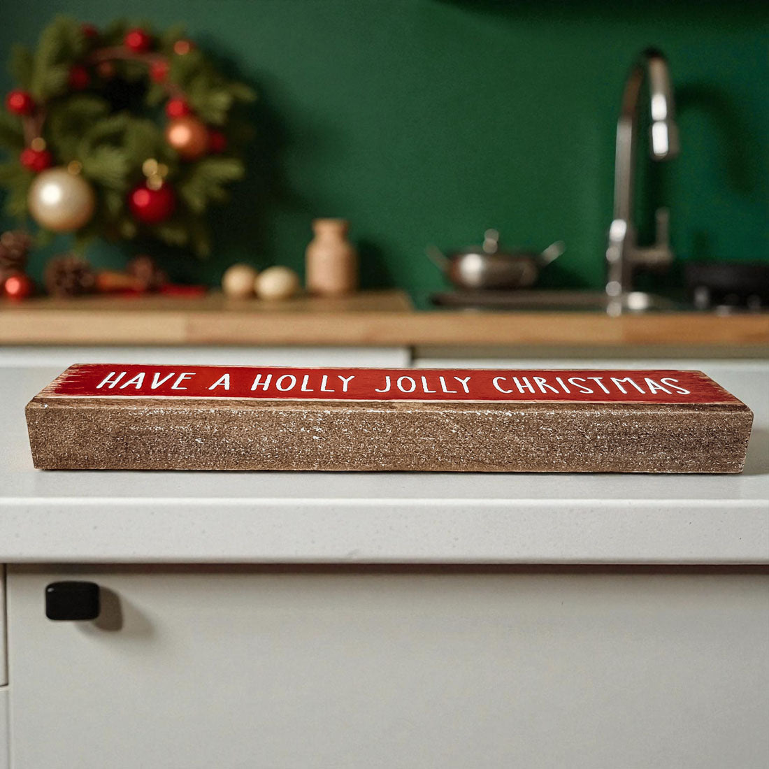 Wooden "Have a Holly Jolly Christmas" Block Sign