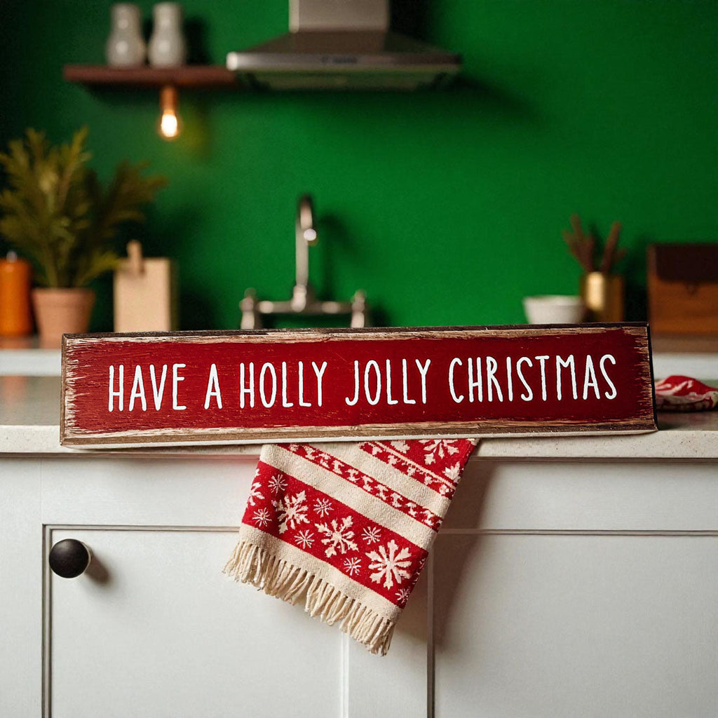 Wooden "Have a Holly Jolly Christmas" Block Sign