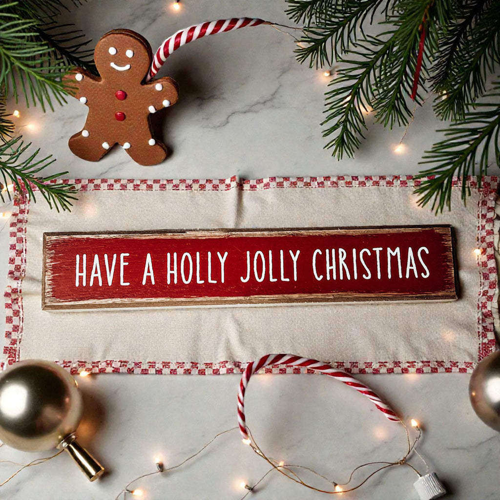 Wooden "Have a Holly Jolly Christmas" Block Sign
