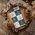 Hand-Drawn Christmas Tree Block Pattern Kitchen Towel