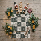 Hand-Drawn Christmas Tree Block Pattern Kitchen Towel