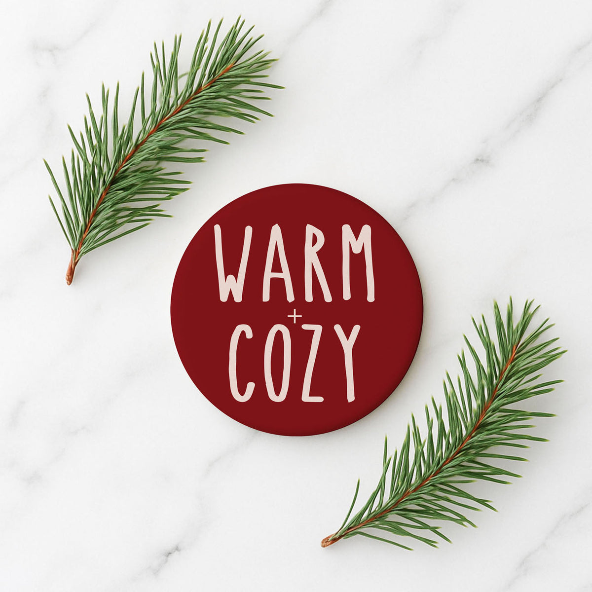 Minimalist Christmas Premium Ceramic Coasters with Cork Back — Select Your Pack & Color