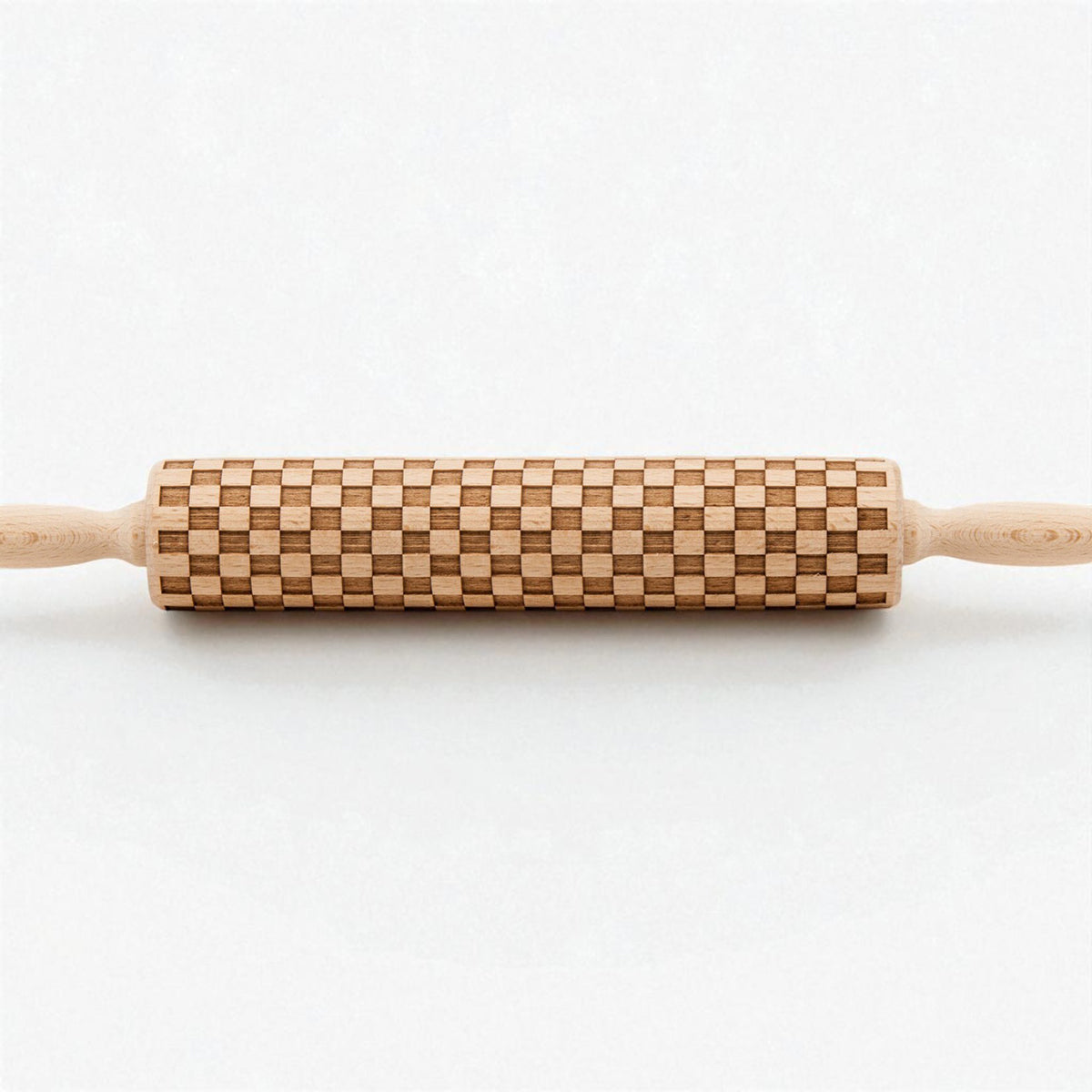 Handmade Wooden Embossed Courtly Check Rolling Pin — Select Your Style & Size
