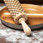 Handmade Wooden Embossed Courtly Check Rolling Pin — Select Your Style & Size
