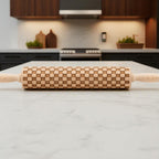 Handmade Wooden Embossed Courtly Check Rolling Pin — Select Your Style & Size