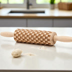 Handmade Wooden Embossed Courtly Check Rolling Pin — Select Your Style & Size