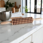 Handmade Wooden Embossed Courtly Check Rolling Pin — Select Your Style & Size