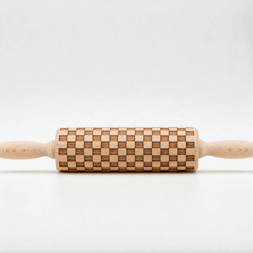 Handmade Wooden Embossed Courtly Check Rolling Pin — Select Your Style & Size