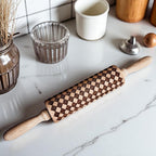 Handmade Wooden Embossed Courtly Check Rolling Pin — Select Your Style & Size