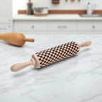 Handmade Wooden Embossed Courtly Check Rolling Pin — Select Your Style & Size