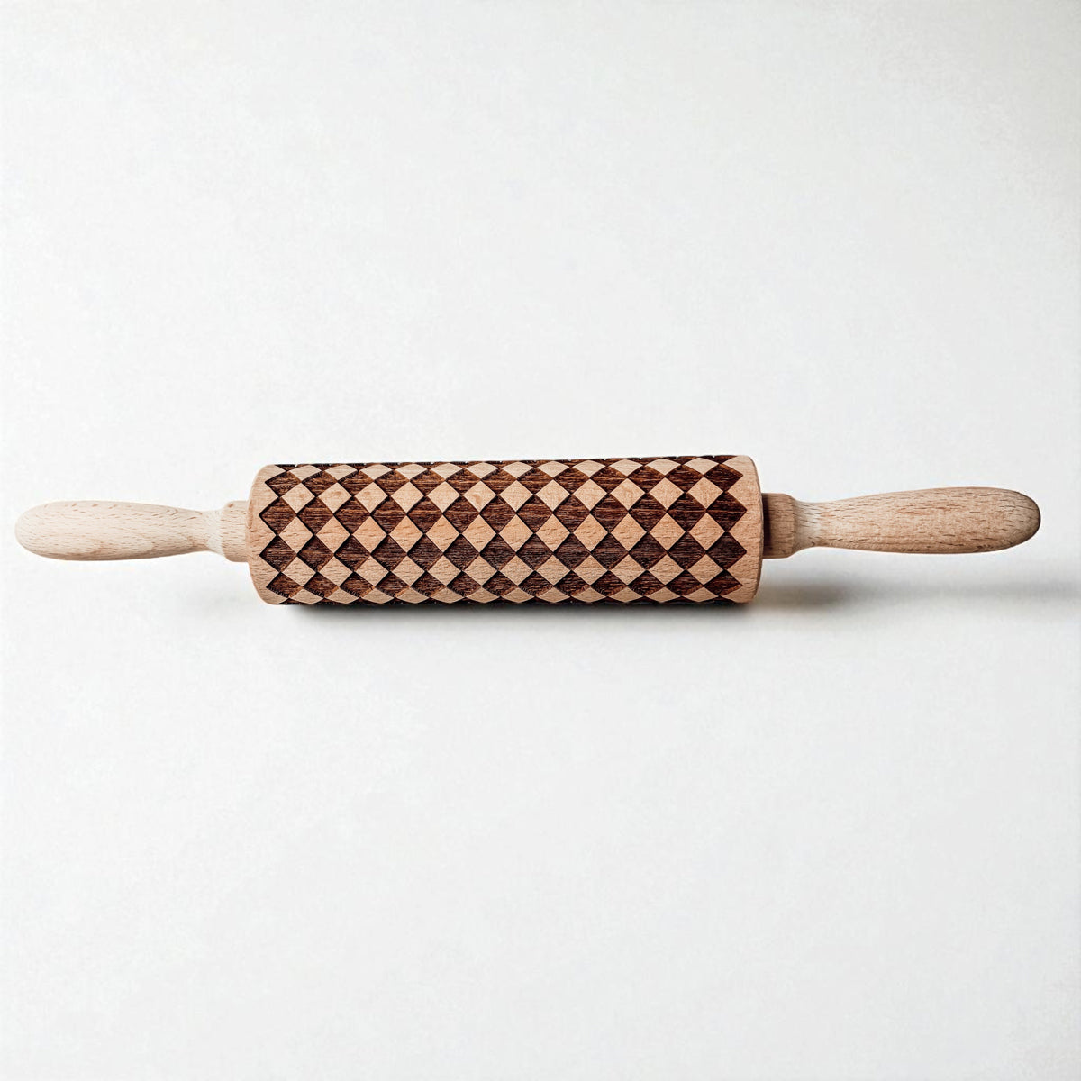 Handmade Wooden Embossed Courtly Check Rolling Pin — Select Your Style & Size
