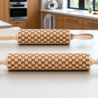 Handmade Wooden Embossed Courtly Check Rolling Pin — Select Your Style & Size