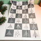 Hand-Drawn Christmas Tree Block Pattern Kitchen Towel