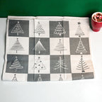 Hand-Drawn Christmas Tree Block Pattern Kitchen Towel