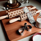 Handmade Wooden Embossed Christmas Rolling Pin Set — Select Your Style & Size