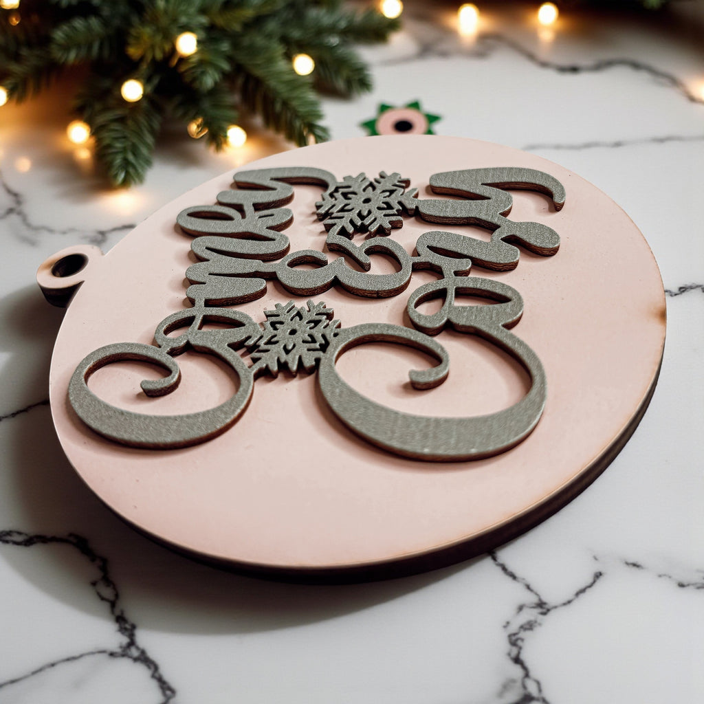 Wooden "Comfy & Cozy" Christmas Ornament — Select Your Color