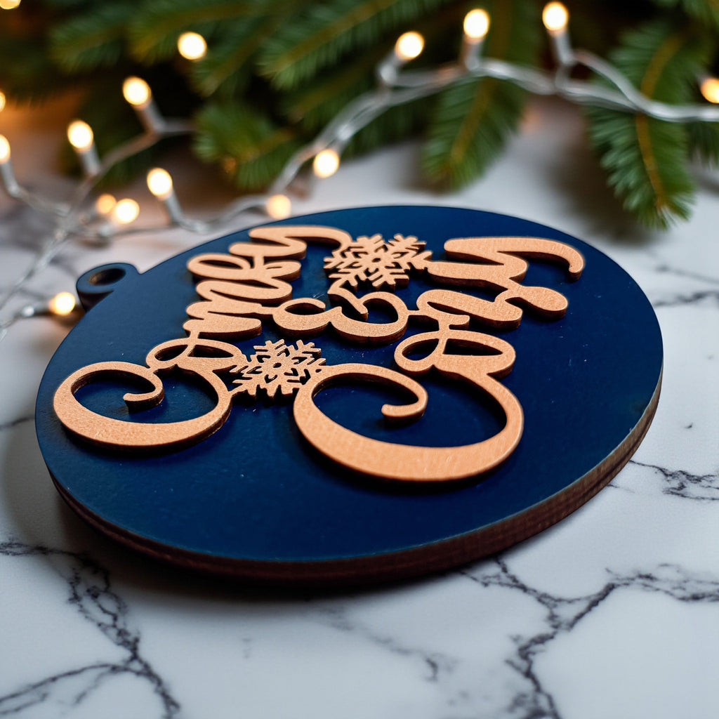 Wooden "Comfy & Cozy" Christmas Ornament — Select Your Color