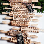 Handmade Wooden Embossed Christmas Rolling Pin Set — Select Your Style & Size
