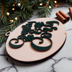 Wooden "Comfy & Cozy" Christmas Ornament — Select Your Color
