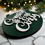 Wooden "Comfy & Cozy" Christmas Ornament — Select Your Color