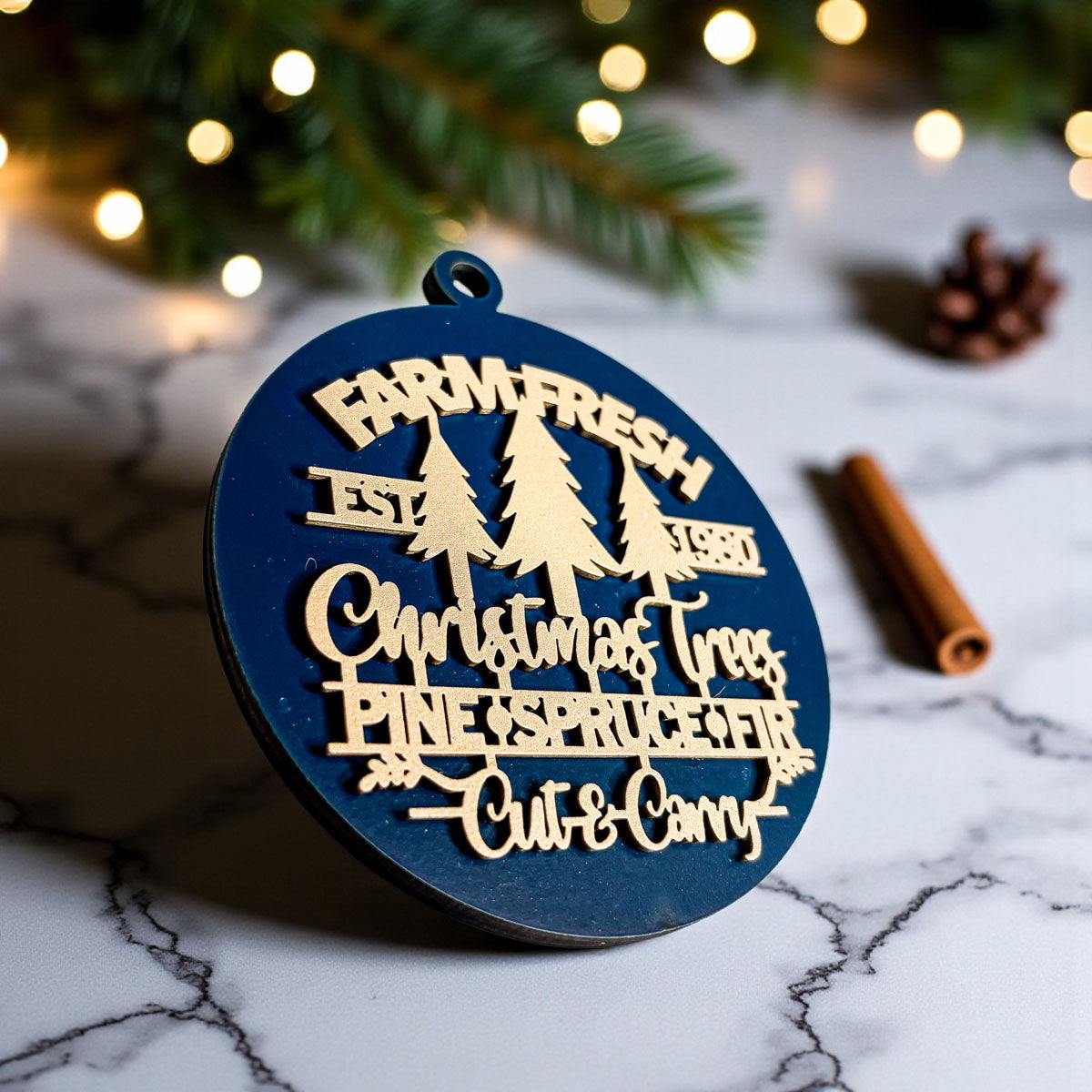 Wooden "Farm Fresh Christmas Trees..." Christmas Ornament — Select Your Color