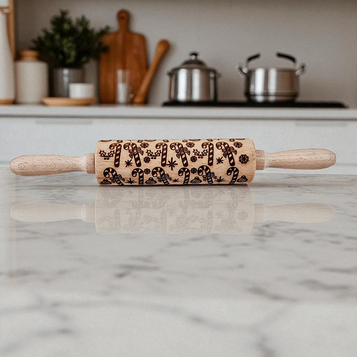 Handmade Wooden Embossed Christmas Rolling Pin Set — Select Your Style & Size