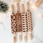 Handmade Wooden Embossed Christmas Rolling Pin Set — Select Your Style & Size