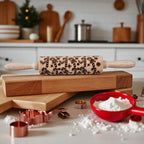 Handmade Wooden Embossed Christmas Rolling Pin Set — Select Your Style & Size