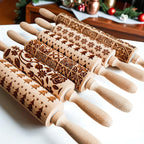 Handmade Wooden Embossed Christmas Rolling Pin Set — Select Your Style & Size